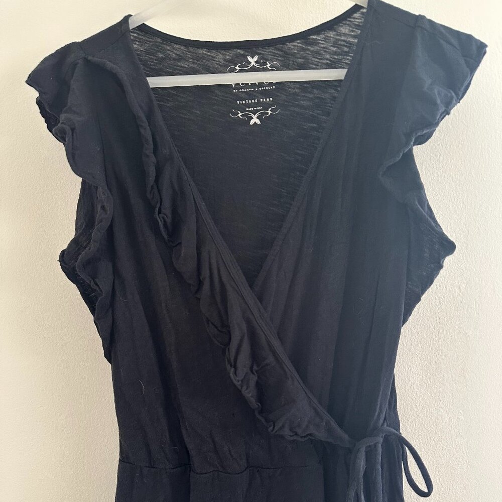 Velvet by Graham & Spencer Brand Jersey Wrap Dress in Black / S